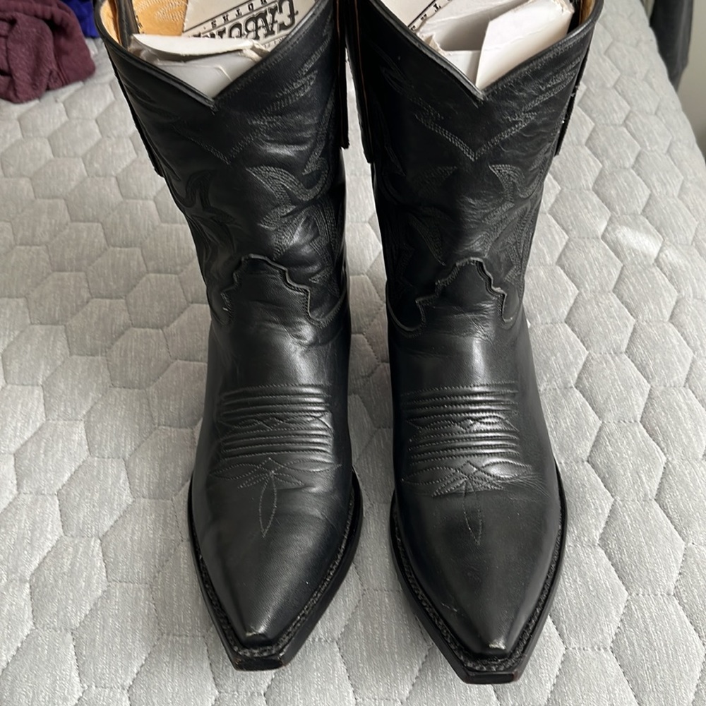 Black Leather Heeled Boots